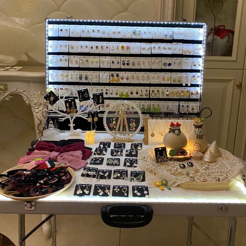 夜市摆摊神器便携折叠地摊箱多功能移动摊位耳环耳饰饰品展示架