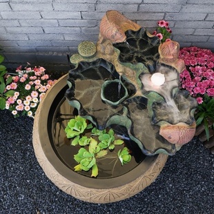 流水摆件户外庭院鱼池循环水景观室外装 饰造景鱼缸喷泉水池子水缸