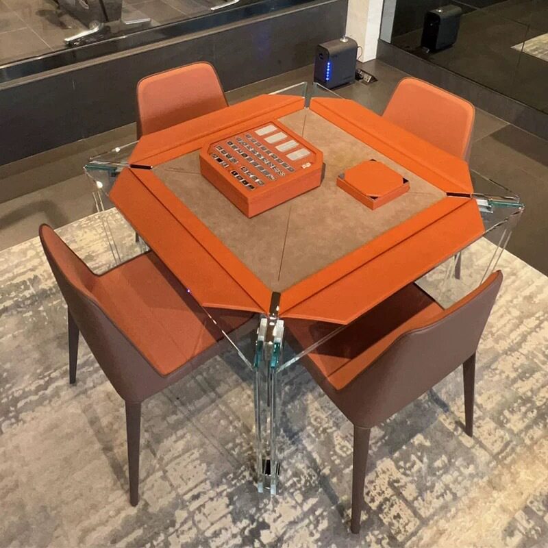 意式透明西洋棋水晶双陆棋跳棋桌玻璃游戏桌标准高端设计师室内