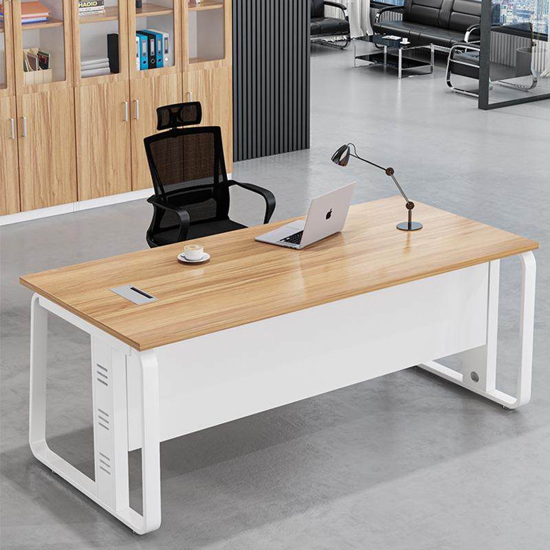 现代简约办公桌单人财务桌钢木电脑桌家用书桌办公室职员桌子