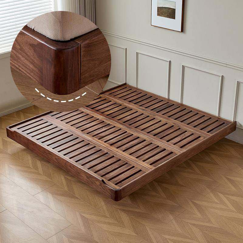 北美黑胡桃木无床头床悬浮床榻榻米床日式简约矮床小户型全实木床