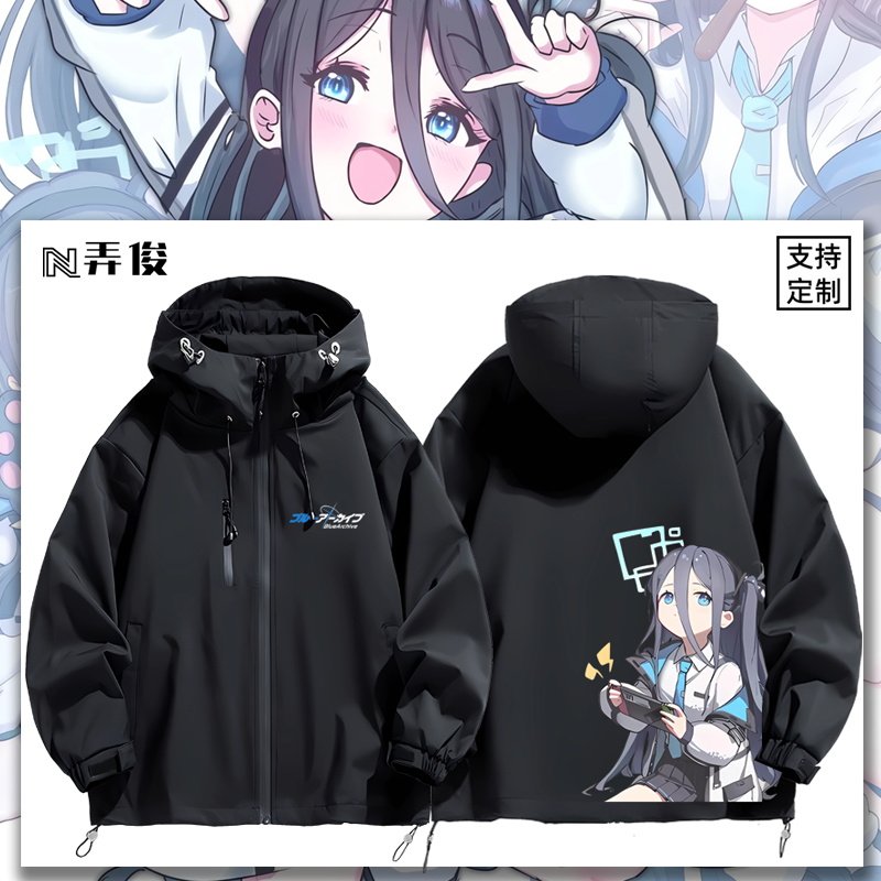 连帽印花高清宽松防风冲锋衣