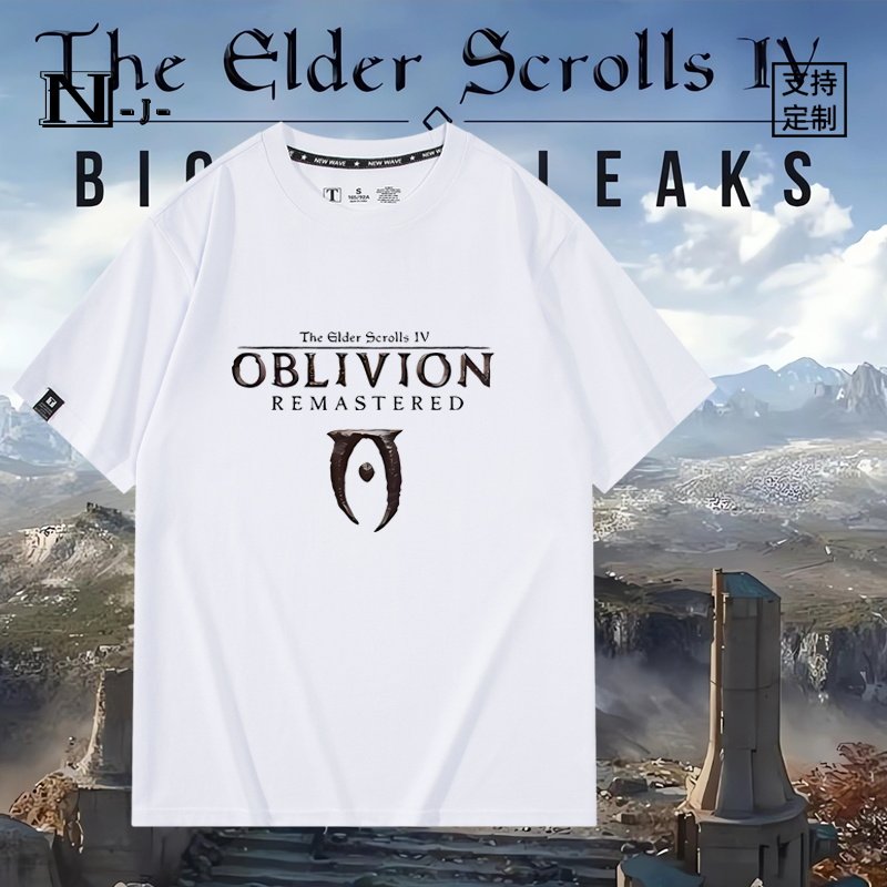 上古卷轴5天际游戏周边RPG老滚4湮灭Oblivion短袖T恤衫纯棉上衣服