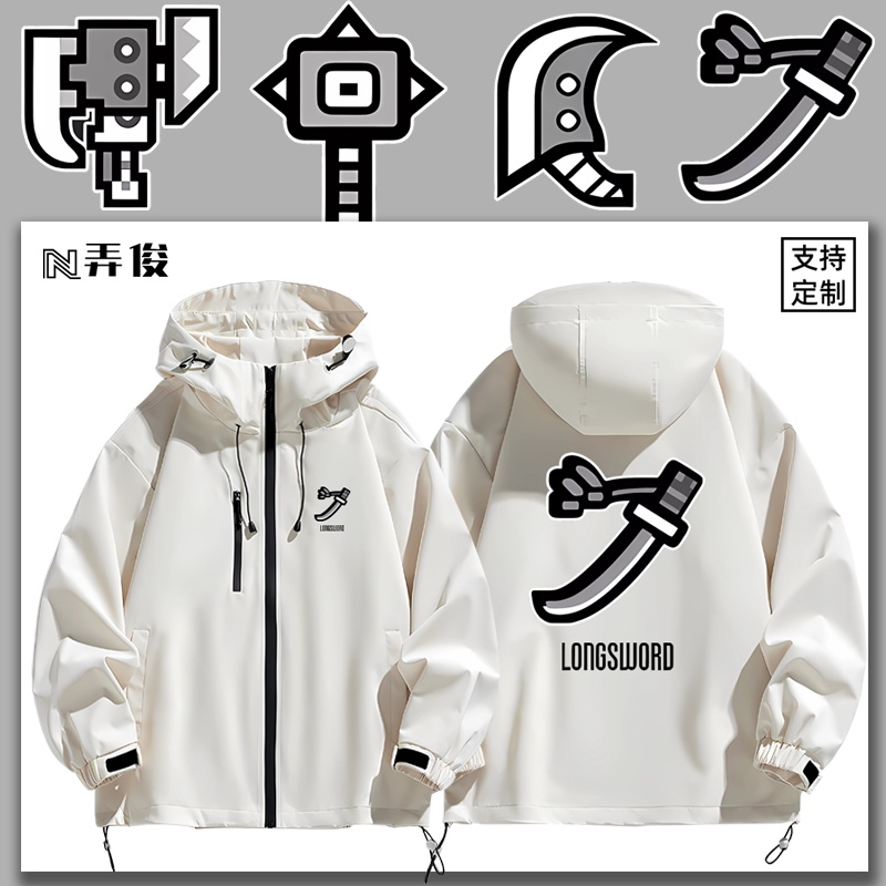 连帽印花高清宽松防风冲锋衣