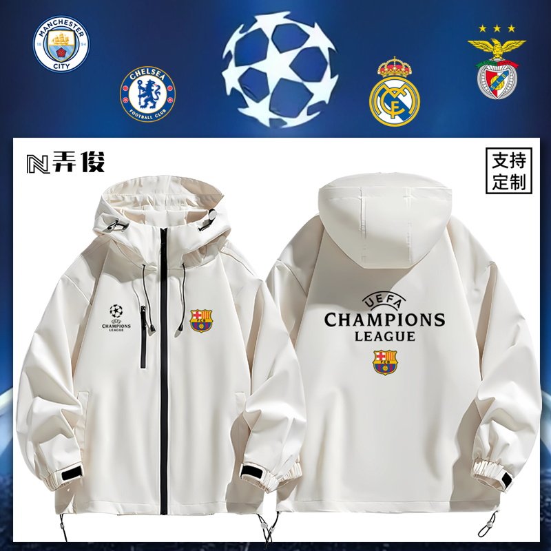 皇马利物浦巴萨AC米兰曼城切尔西足球冲锋衣欧冠防风男女夹克外套