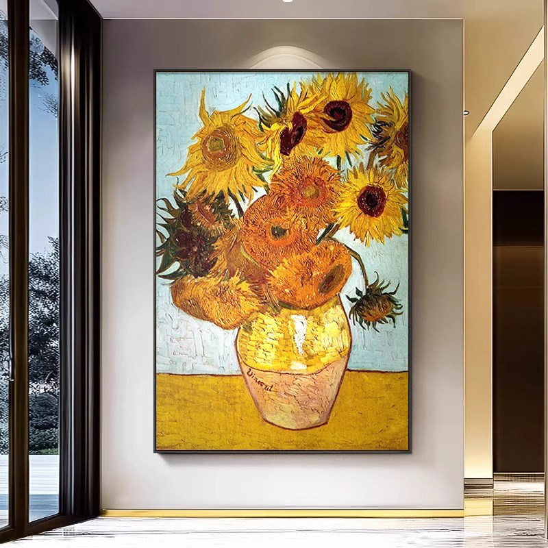 梵高《向日葵》客厅装饰画世界名画艺术玄关卧室大落地画餐厅挂画
