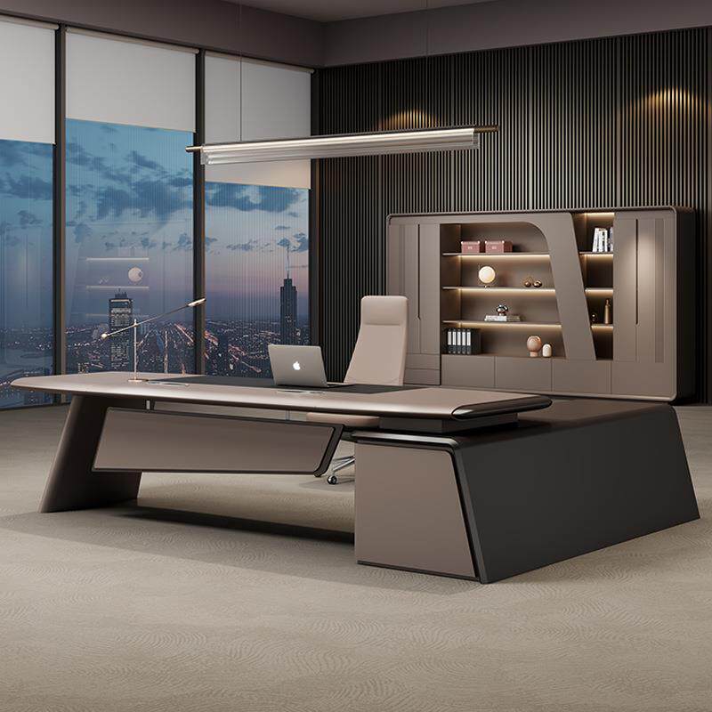 烤漆办公经理桌椅组合轻奢高级感大班台总裁桌简约现代经理桌子