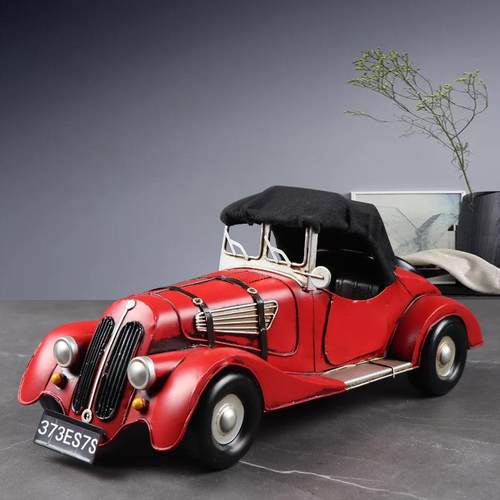 复古怀旧老式铁皮老爷车汽车模型摆件房间酒柜书柜展示柜装饰摆设