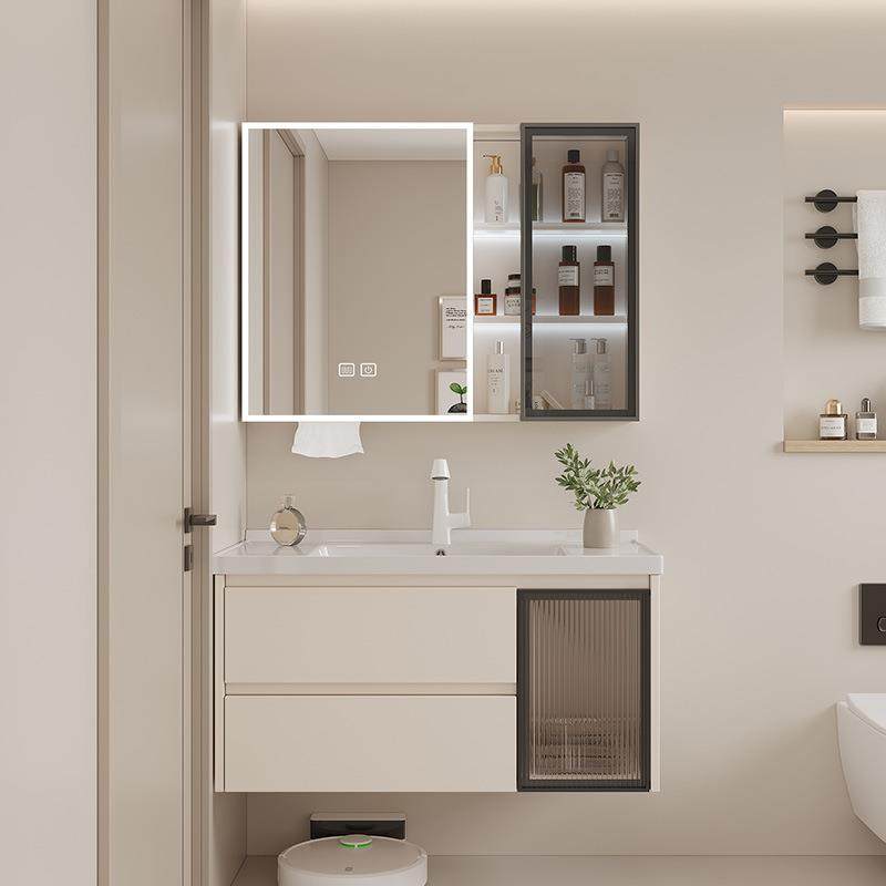 卫生间太空铝蜂窝铝合金浴室柜一体陶瓷盆洗手台洗漱池抽屉款组合