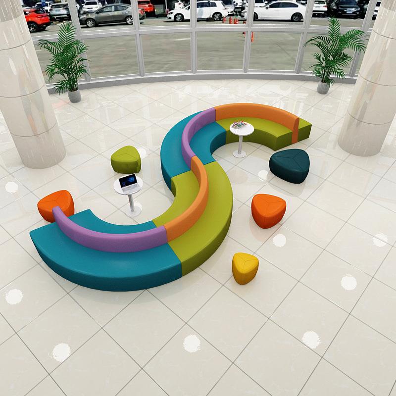 双面背靠背卡座乐器班艺术馆活动室家长等候培训中心学校沙发组合