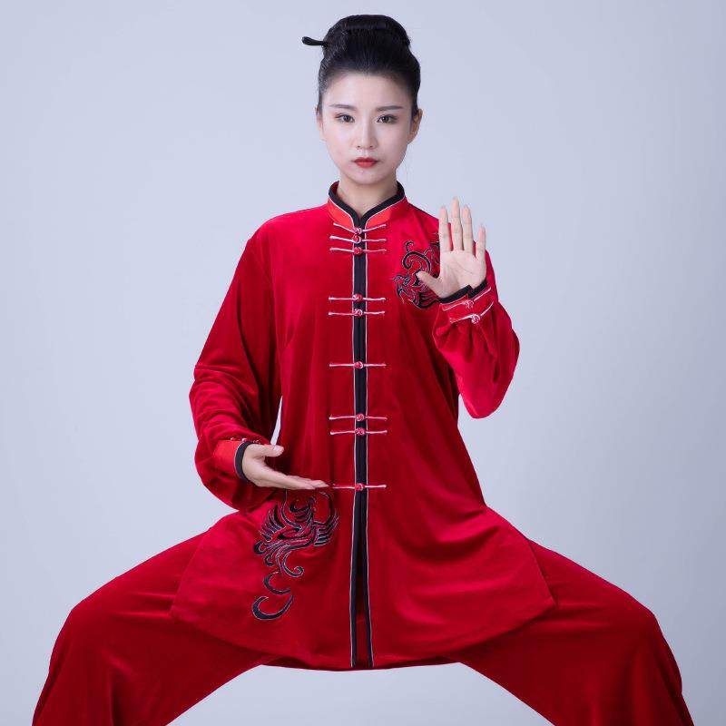 御尊武当太极服秋冬新款南韩绒武术表演服装女加厚太极拳凤仪