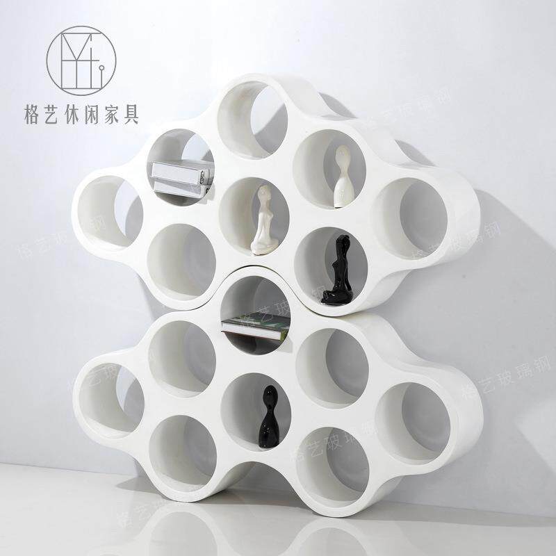 创意玻璃钢吧孔书架艺术隔断美陈置物架异形树杈自由组合拼接架子