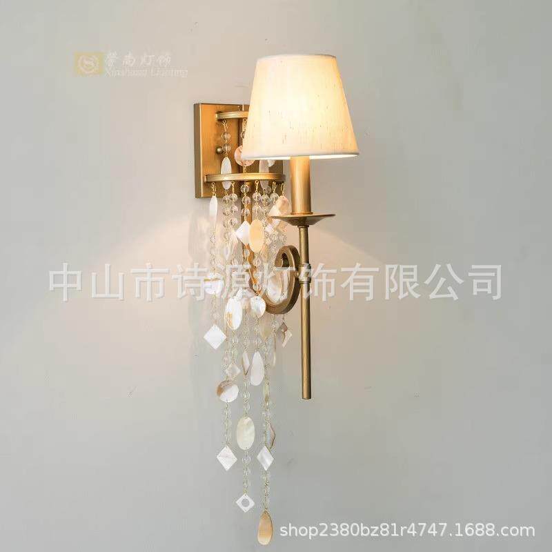 美式乡村水晶壁灯田园卧室床头单灯创意个性客厅过道走廊装饰灯具