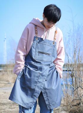帆布围裙餐饮专用男女工作服超市理发师餐厅家用厨房logo印字