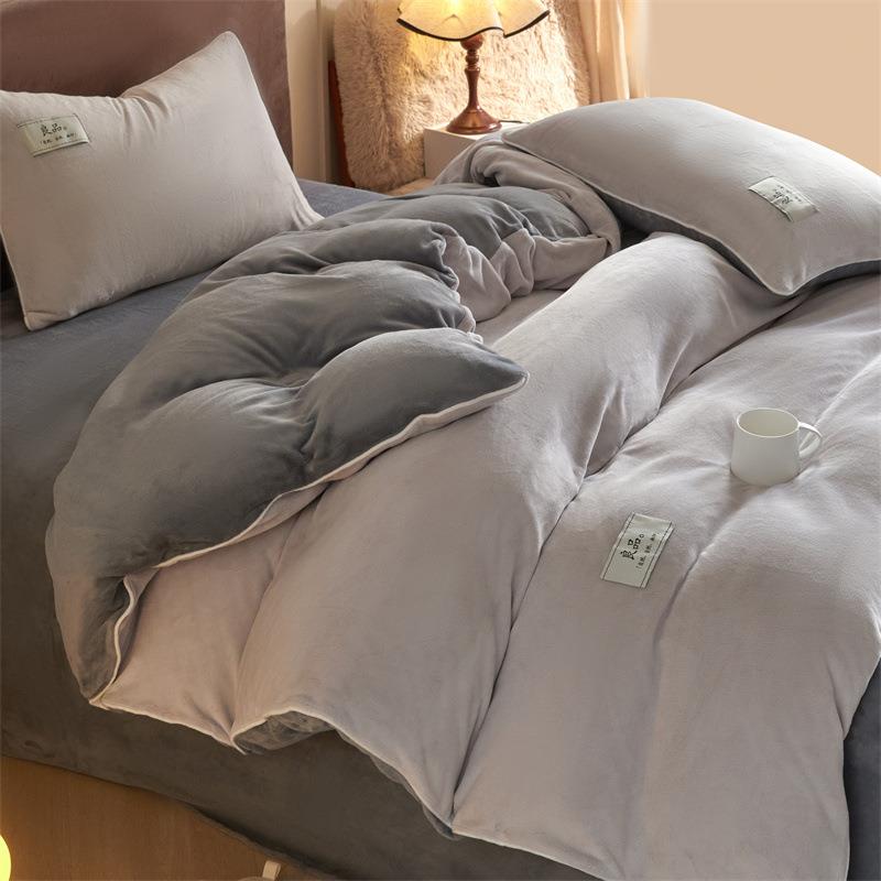 冬季珊瑚绒床上四件套双面绒加厚牛奶天鹅床单被罩法莱法兰绒被套