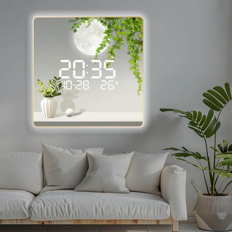 客厅电子钟挂钟装饰画数显万年历现代G简约高档家用创意壁画时钟