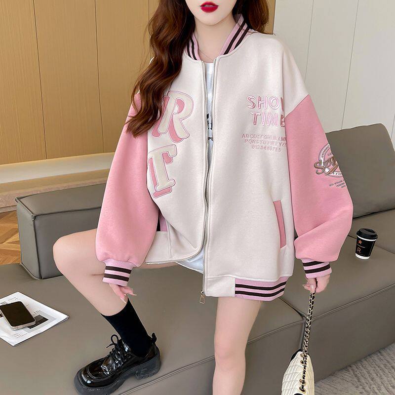 薄款卫衣女2025春秋季韩版宽松中长款学生大码加绒夹克棒球服外套