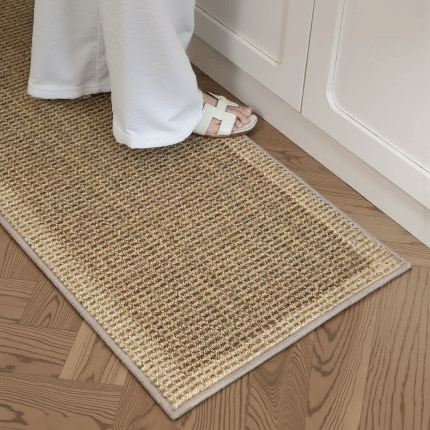 亚麻厨房地垫专用防滑防油吸水垫门口耐脏脚垫家用免洗长条地毯