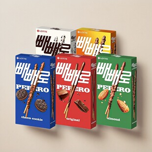 韩国进口乐天pepero派派乐饼干棒涂层休闲小零食巧克力味装饰饼干