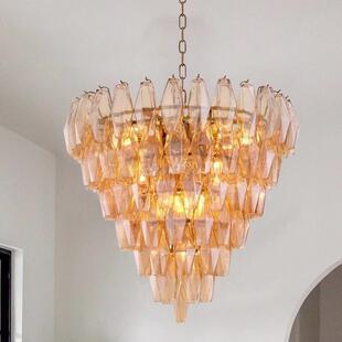 法式玻璃穆拉诺中古彩色复式楼大厅别墅楼梯餐厅卧室灯具客厅吊灯