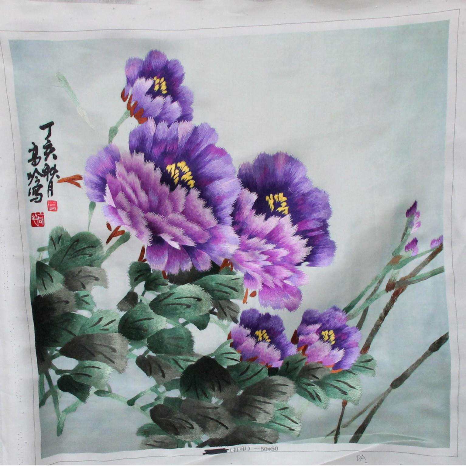 供应苏州手工刺绣画客厅装饰送礼牡丹花卉苏绣未装裱