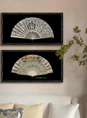 法式中国风宫廷古典西洋扇子挂画新中式复古客厅卧室装饰画A333