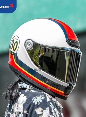 rymic单镜片V80复古安全帽电动摩托车正品全盔通勤男女四季头盔