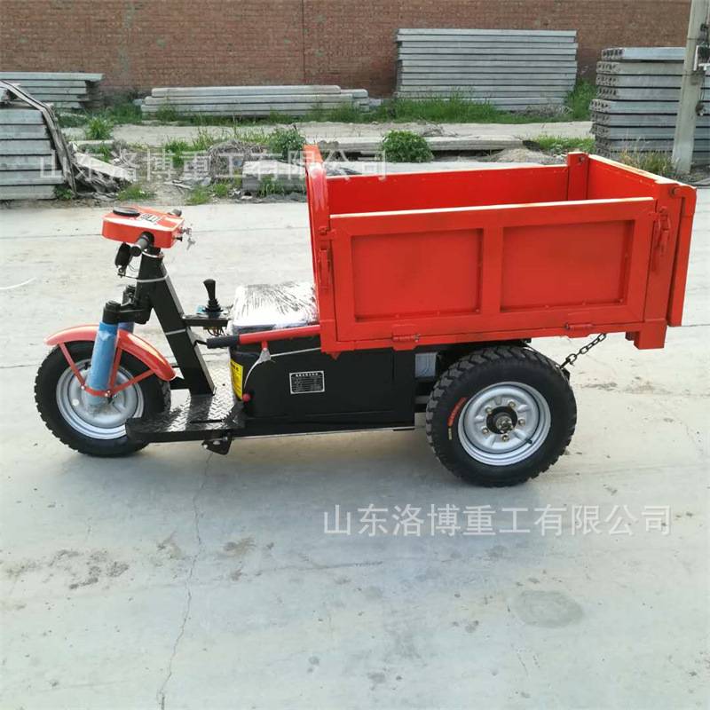 工地电动手推斗车搬运拉砖沙浆混凝土小三轮翻斗车农用平板灰斗车