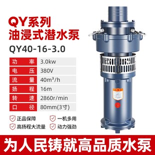 潜水泵上海三相380V高扬程大流量农用4寸6寸8寸抽水泵 人民油浸式