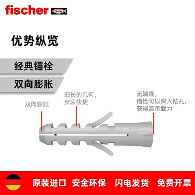 德国慧鱼Fischer尼龙S型膨胀螺丝6mm8mm10mm塑胶锚栓