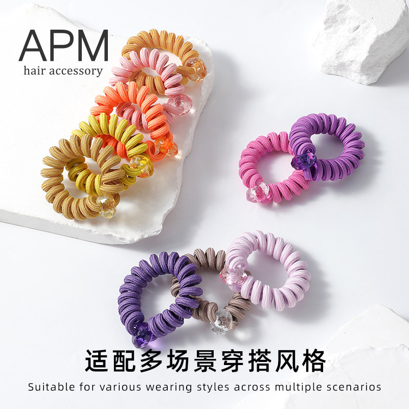 APM电话线发圈高弹彩色螺旋发绳图片