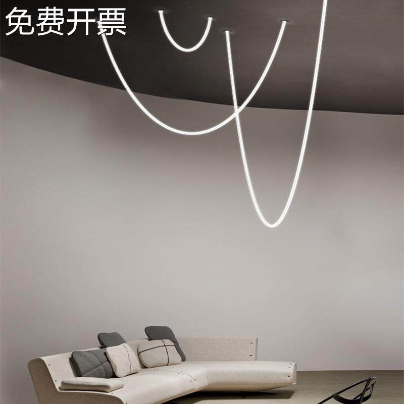 极简线条灯设计师客厅餐厅loft挑高挑空复式楼别墅楼梯间线条吊灯,金属材料及制品,其他金属制品,淘宝优惠券,粉丝福利购,淘宝优惠卷