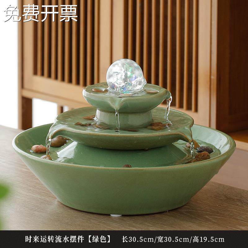 聚宝盆风水轮流水喷泉假山招财客厅前台收银开业搬家乔迁送礼摆件