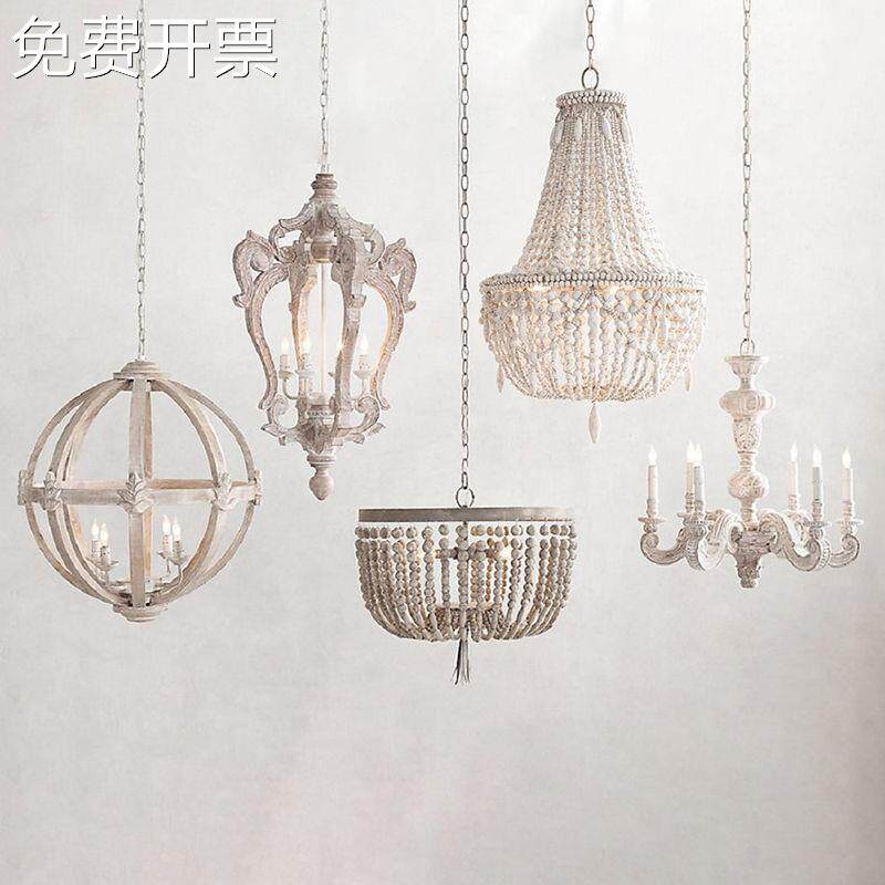 美式复古乡村吊灯法式工业风实木餐厅酒吧咖啡婚纱店创意做旧灯具