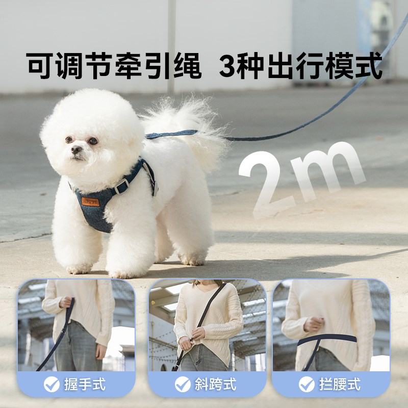 小狗狗牵引绳背心式外出防挣脱遛狗绳子泰迪比P熊小型犬胸背带宠