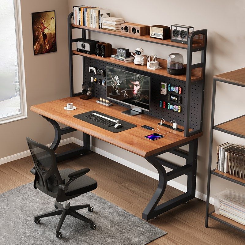 实木书桌书架一体桌子洞洞板办公桌卧室双人电竞桌W家用台式电脑,住宅家具,电脑桌,淘宝优惠券,粉丝福利购,淘宝优惠卷