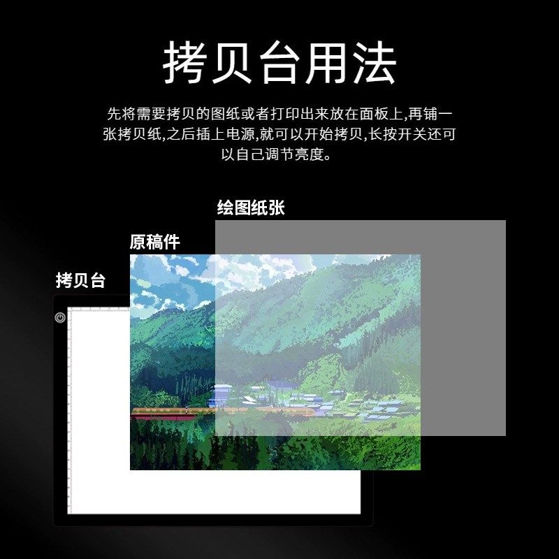 拷贝台临摹板A5jA4A3A2拷贝板LED透写书法画画神器透光签字练习板