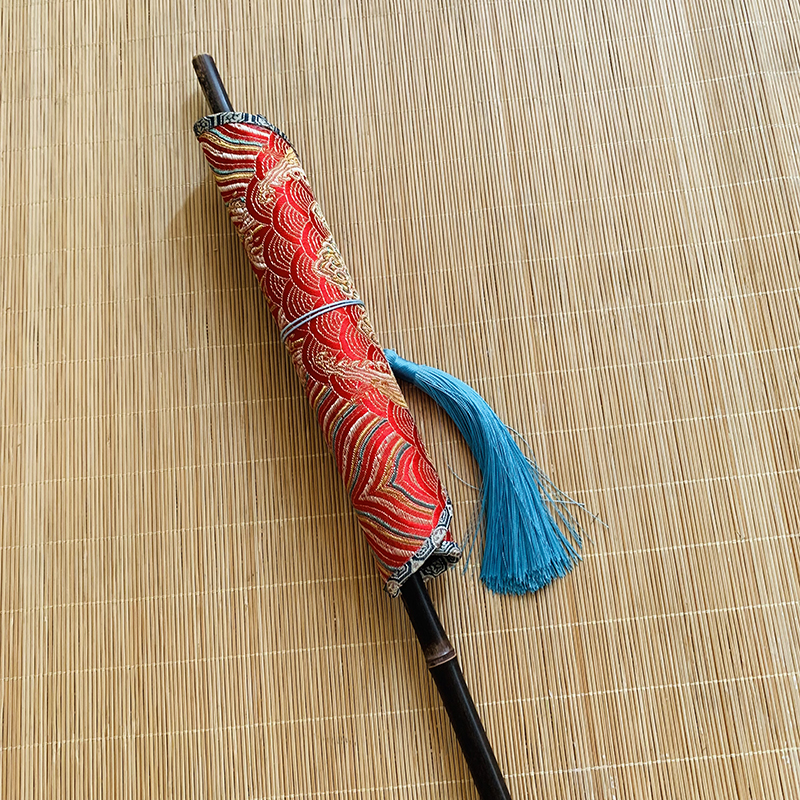 荷塘月韵b喜扇古风汉服圆形腰扇可卷折叠古扇拍照表演走秀舞蹈道