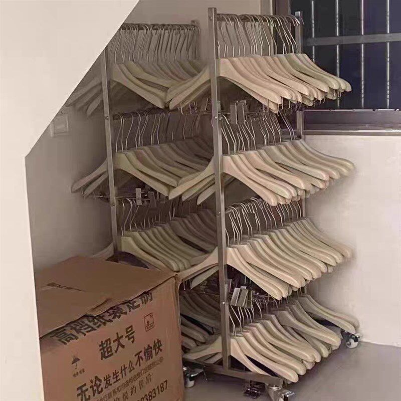 服装店衣架不f锈钢收纳架可移动收纳童装衣服架子仓库多层裤夹神