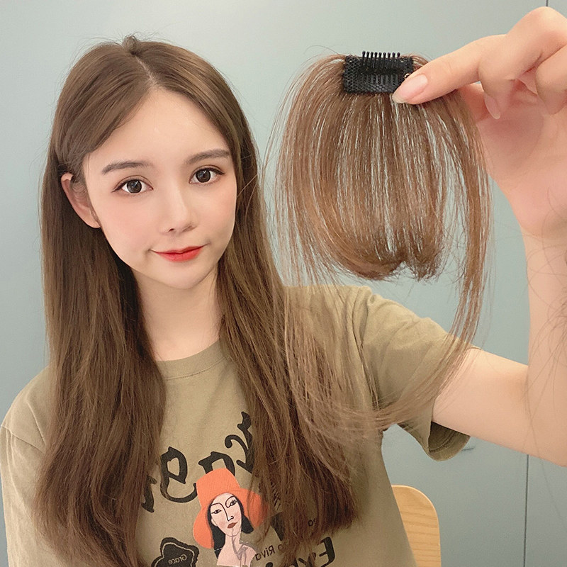 网红空气b刘海假刘海 假发女真发自然无痕假发片法式空气前额头帘