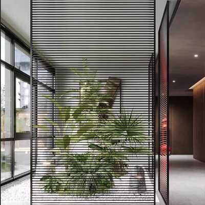 简约铁艺百叶格栅隔断墙q办公室展厅酒店镂空隔栅客厅卧室格子屏