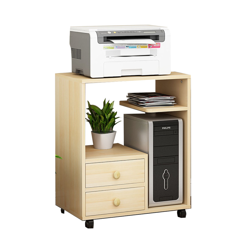 移动电脑主机柜实木办公室置x物架台式机箱放置收纳架托打印机架