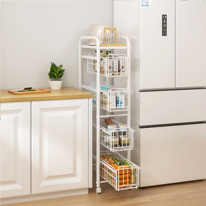 抽屉式菜篮子厨房夹缝置物u架冰箱侧窄缝落地移动水果蔬菜收纳架