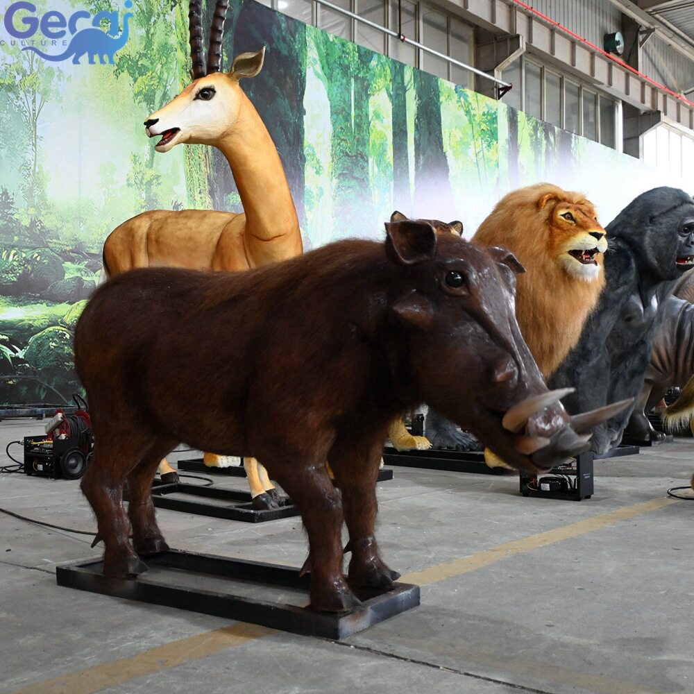 动物园动物展大型电动仿真机械动物疣猪模型会动会叫厂家定制