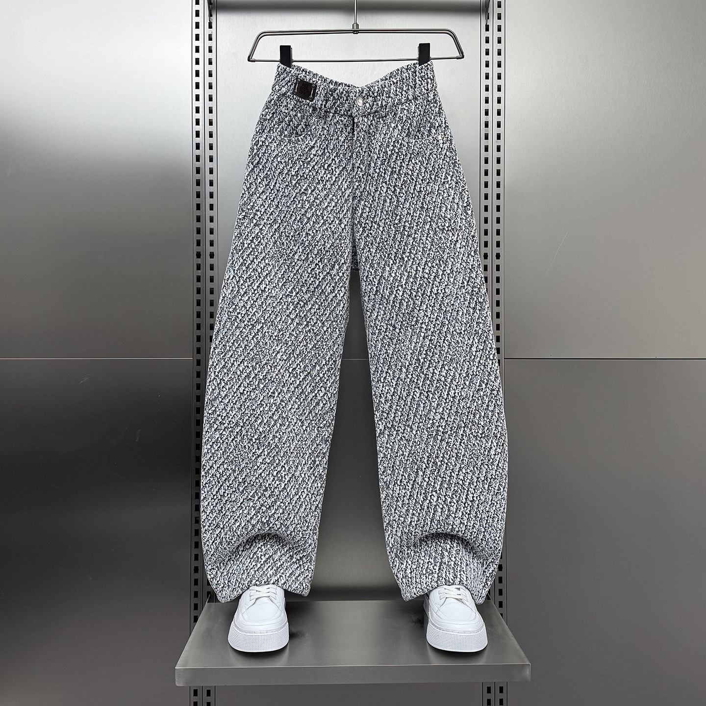 2025冬季加绒高级提花弯刀休闲裤男加绒加厚宽松直筒阔腿百搭裤子,男装,休闲裤,淘宝优惠券,粉丝福利购,淘宝优惠卷