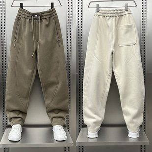 潮牌长裤 2025秋冬加绒束脚风立体剪裁休闲裤 男宽松百搭抽绳运动裤