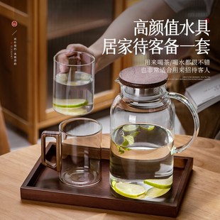家用待客厅耐高温带把大玻璃啤酒杯子办公室泡绿茶 高硼硅水杯套装