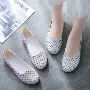 女时尚 胶 平跟短筒夏季 新款 雨靴厨房防滑工作鞋 韩版 雨鞋 防水鞋