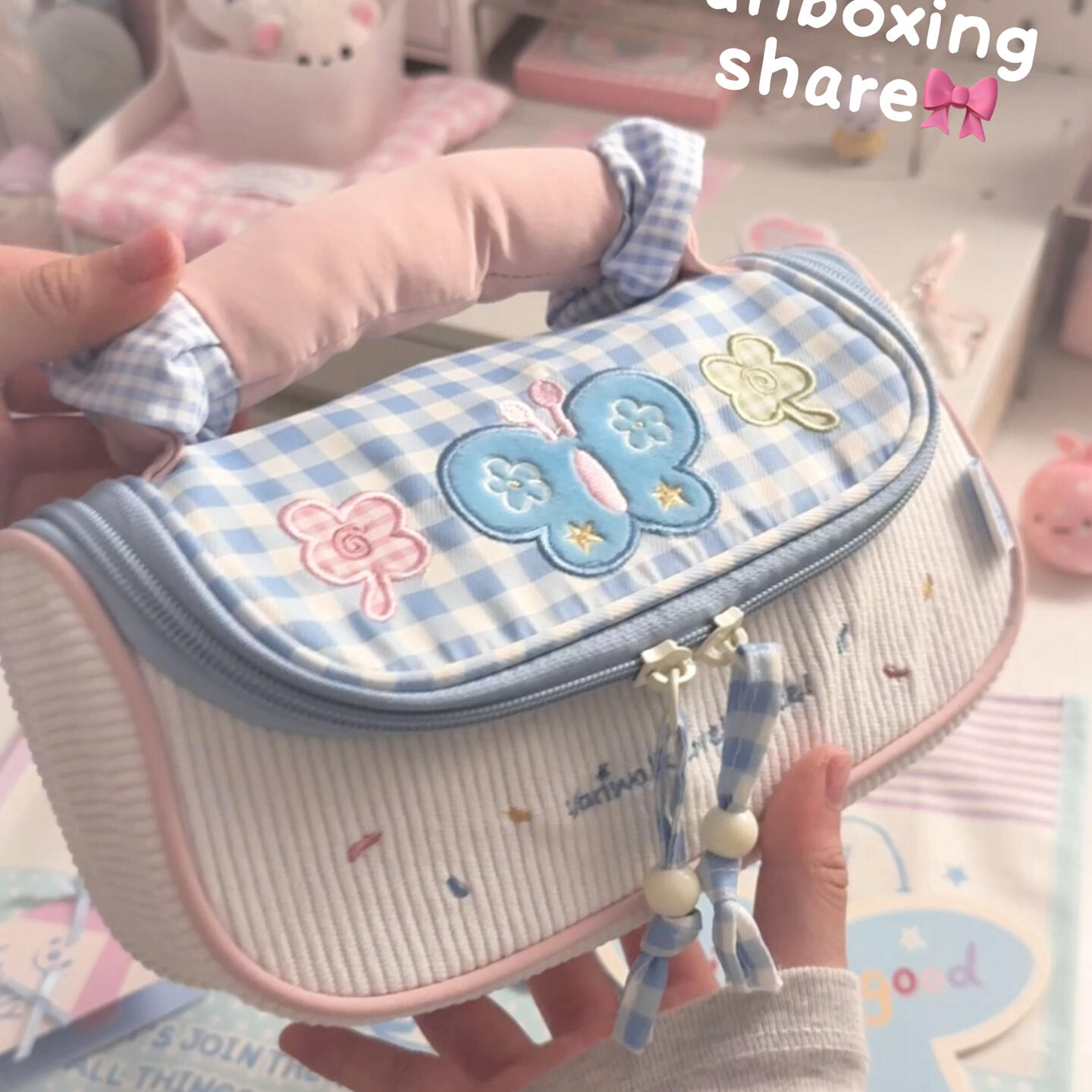 多巴胺刺绣笔袋文具盒女孩款高颜值可爱学生便携手提铅笔袋大容量