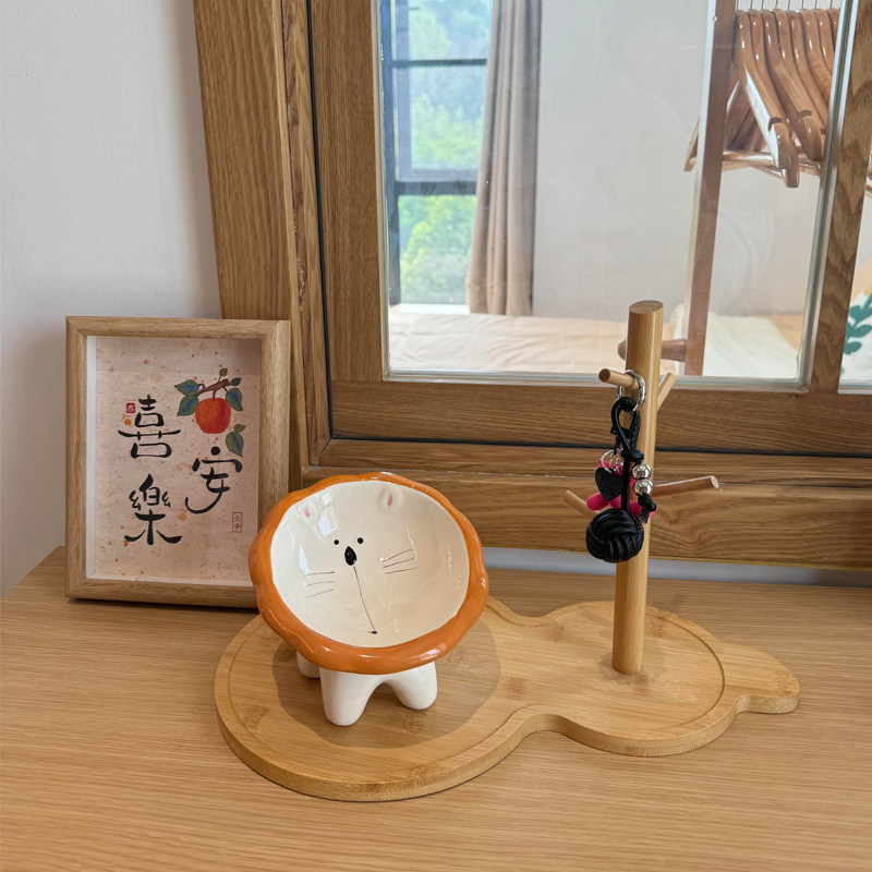 入户门玄关钥匙收纳摆件木质客厅桌面置物架首饰架陶瓷收纳托盘